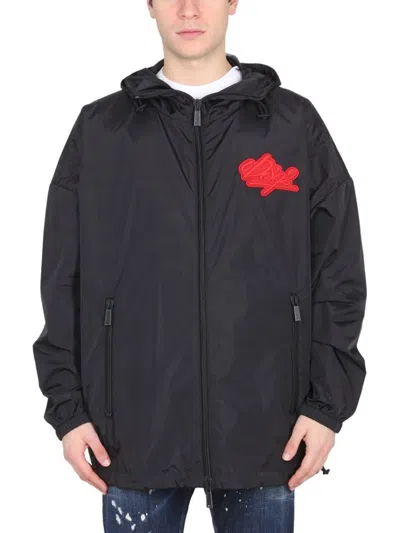 Dsquared2 Relaxed Fit Hooded Jacket In Black