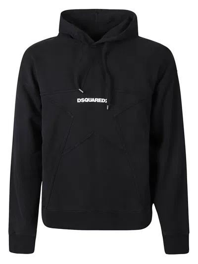 Dsquared2 Relaxed Fit Logo Hoodie In Black