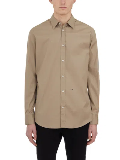 Dsquared2 Relaxed Fit Mini Logo Shirt In Beige