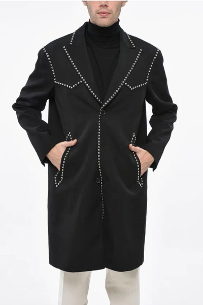 Dsquared2 Relaxed Fit Rock And Roll Coat With Studs In Black