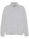 Dsquared2 Relaxed Fit Turtleneck Sweater With Ribbed Detail In Grey