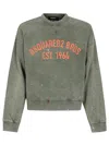 Dsquared2 Relaxed Fit Crew Neck Sweater With Distressed Detailing In Green