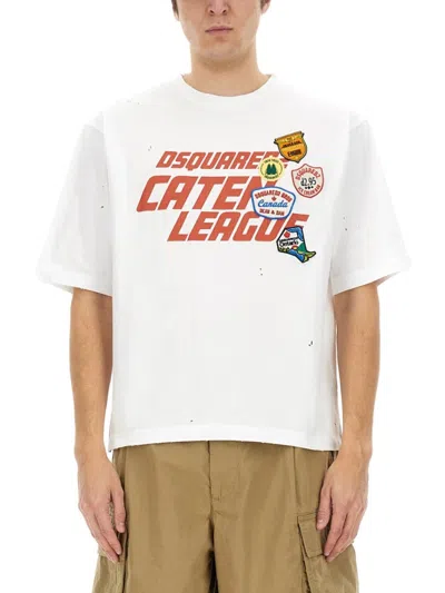 Dsquared2 White Graphic Crew Neck T-shirt