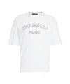 Dsquared2 Loose Fit Tee Logo Dsq2 Milano Sbiadito Effetto Texture Jersey Di Cotone T-shirt In White