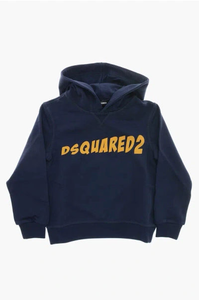 Dsquared2 Relaxed-fit Cotton Hoodie With Print In Blue