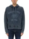 Dsquared2 Relaxed-fit Grey Sweatshirt With Iconic Logo Print In Blue