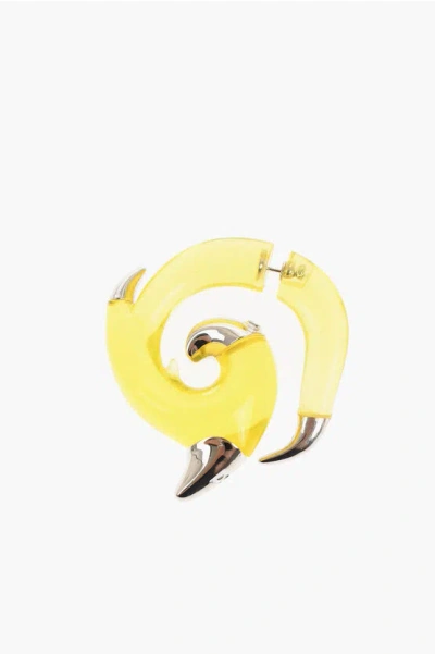 Dsquared2 Resin-and-metal Single Earring Flames In Yellow