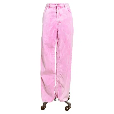 Pre-owned Dsquared2 Resort 2023 Acid Wash Pink Corduroy Boyfriend Jeans / Pants W34"