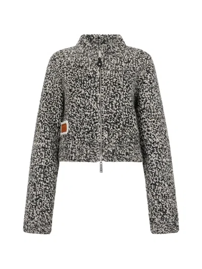 Dsquared2 Reversible Mouliné Zipped Knit Cardigan In Gray