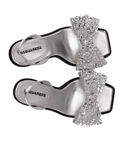 Dsquared2 Rhinestone Details Heel Sandals In Silver