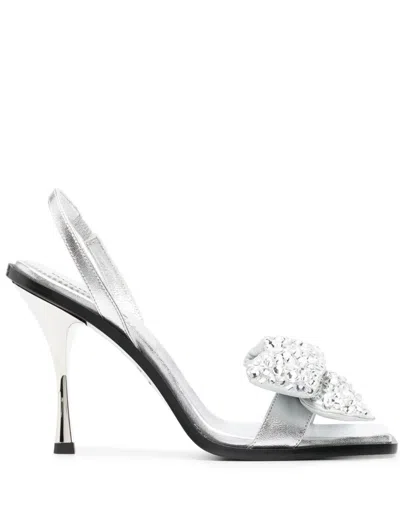 Dsquared2 Rhinestone Details Heel Sandals In Silver