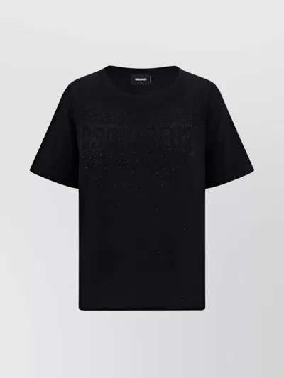 Dsquared2 Rhinestone Embellished Cotton T-shirt In Black