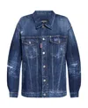 Shop Dsquared2 Rhinestone-embellished Oversize Denim Jacket In Blue