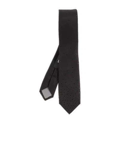 Dsquared2 Rhinestone-embellished Silk Tie In Black
