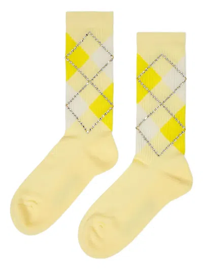 Dsquared2 Rhinestone-embellished Socks In Yellow