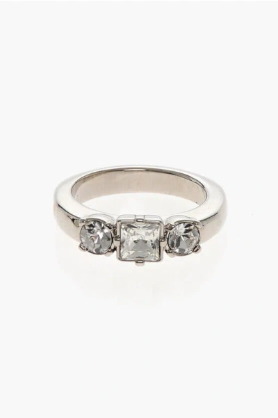 Dsquared2 Rhinestoned D2 Classic Ring In Metallic