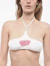 Dsquared2 라인스톤 장식 홀터 넥 비키니 탑 In White