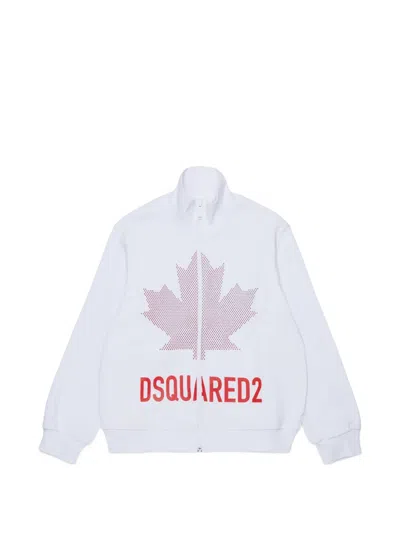 Dsquared2 Kids' Rhinestone-embellished Logo-print Sweatshirt In White