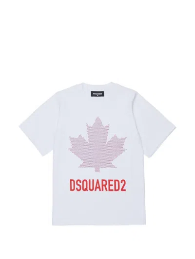 Dsquared2 Kids' Rhinestone-embellished Logo-print T-shirt In White