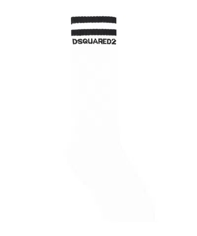 Dsquared2 Kids' Rib Knitted Socks In White