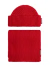 Dsquared2 Ribbed Beanie And Scarf Set In Red