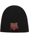 Dsquared2 Wool Beanie With Front Embroidery In Black