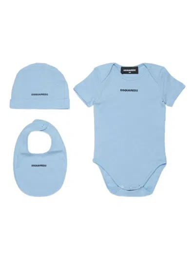 Dsquared2 Babies' Ribbed Branded Birth Set In Blue