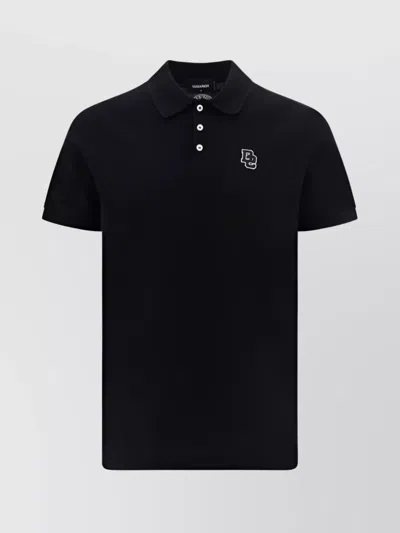 Dsquared2 Ribbed Collar Cotton Polo Shirt In Blue