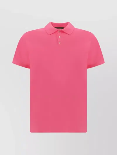 Dsquared2 Ribbed Collar Cotton Polo Shirt Printed Back In Pink