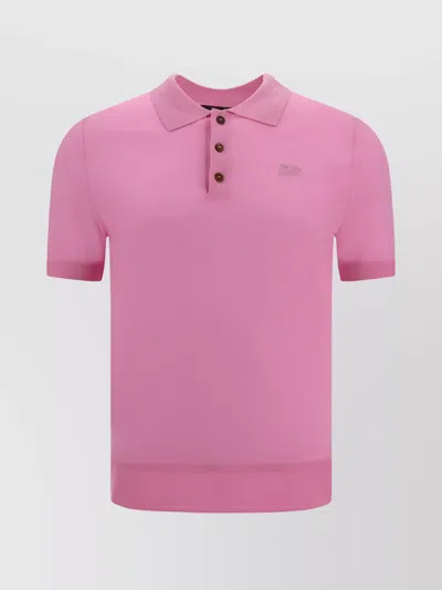 Dsquared2 Ribbed Collar Wool Polo Shirt In Pink