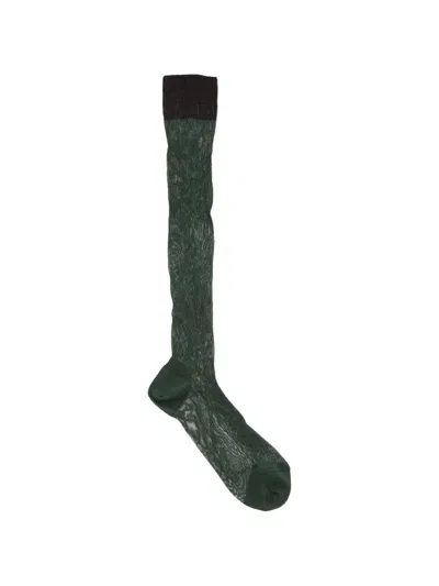 Dsquared2 Ribbed Contrast-trim Socks In Green