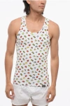 Dsquared2 Ribbed Cotton Blend Fruity Tank Top In White