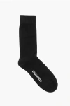 Dsquared2 Ribbed Cotton Blend Mid Socks In Black