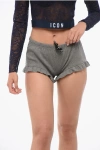 Dsquared2 Ribbed Cotton Blend Pijama Shorts In Gray