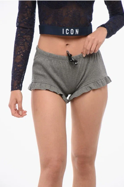 Dsquared2 Ribbed Cotton Blend Pijama Shorts