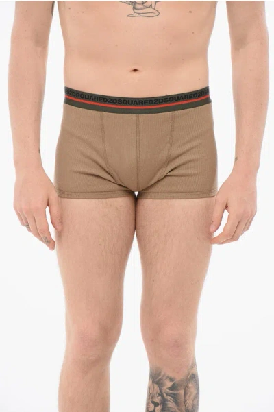 Dsquared2 Ribbed Cotton Boxer With Logoed Waistband