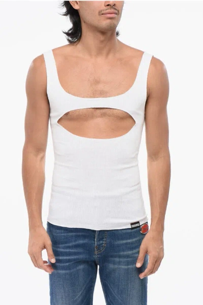 Dsquared2 Ribbed Cotton Tank Top In White