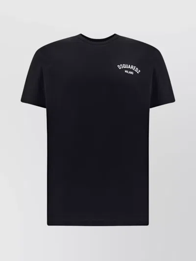 Dsquared2 Ribbed Crew Neck Cotton T-shirt With Short Sleeves In Black