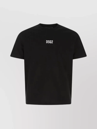 Dsquared2 Ribbed Crew-neck Cotton T-shirt With Short Sleeves In Black