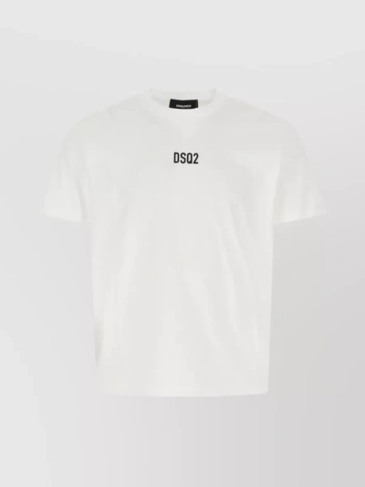 Dsquared2 Ribbed Crew-neck Cotton T-shirt With Short Sleeves In White