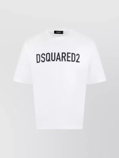 Dsquared2 Ribbed Crew-neck Loose Fit T-shirt In White