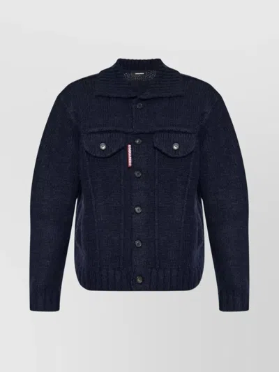 DSQUARED2 RIBBED CUFFS HEM COLLARED CHEST POCKETS