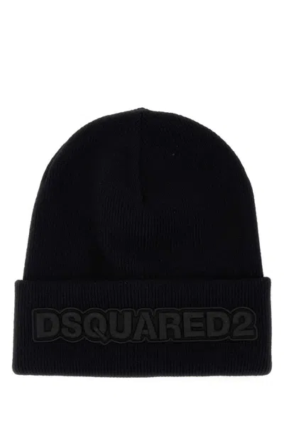 Dsquared2 Ribbed Knit Beanie In Black