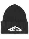 Dsquared2 Black Wool Hat In Neutral