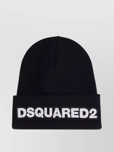 DSQUARED2 RIBBED KNIT BEANIE TURN-UP CUFF