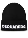 Dsquared2 Ribbed Knit Beanie With Folded Cuff And Bold Logo In Brown