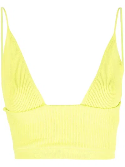 Dsquared2 Ribbed-knit Bralette Top In Yellow