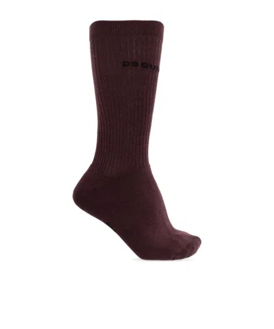 Dsquared2 Ribbed Knit Socks In Black