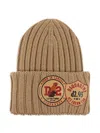 Dsquared2 Ribbed Logo-patch Beanie In Brown