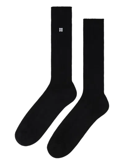 Dsquared2 Ribbed Logo Socks In Black